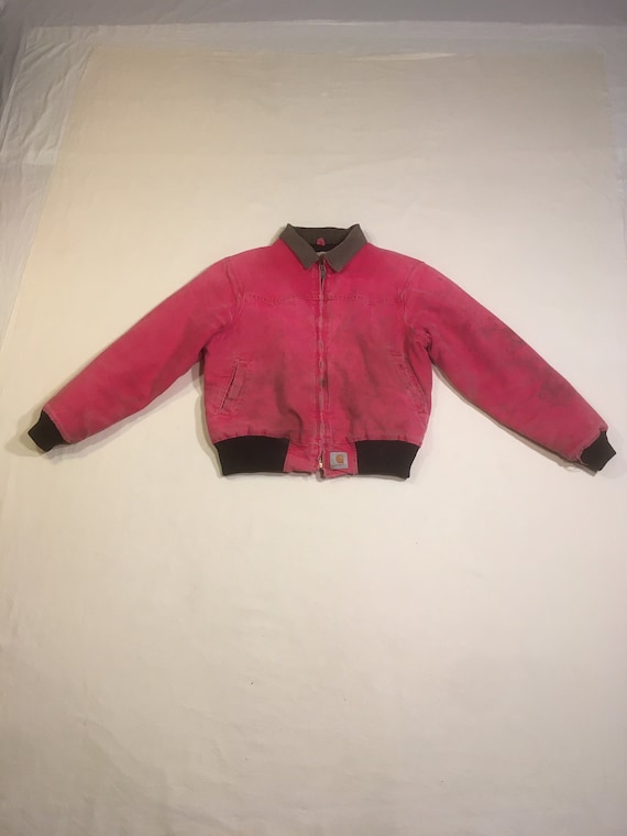 Vintage 90s Carhartt J14 Jacket Santa Fe Red Zip up Lined Bomber