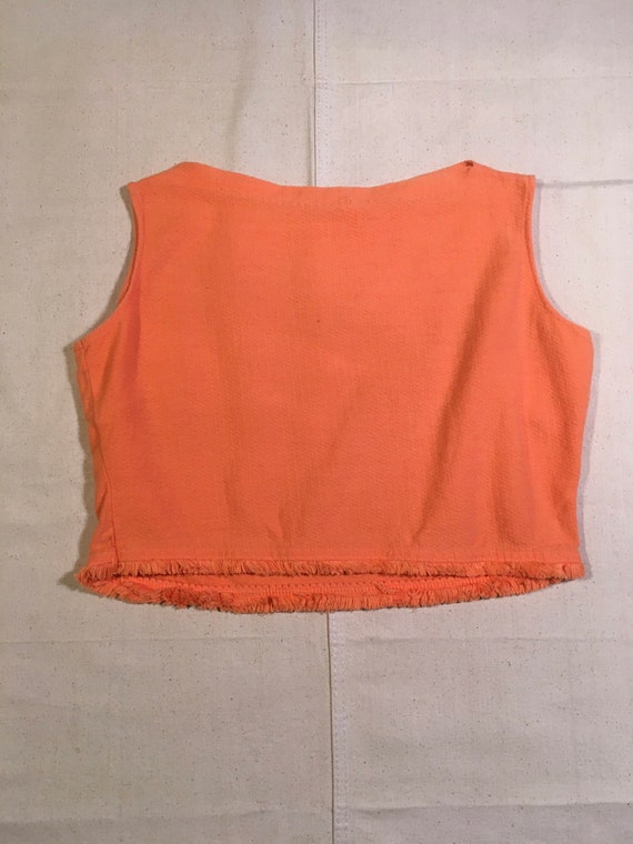 vintage 40s womens orange boat neck crop top pull… - image 10