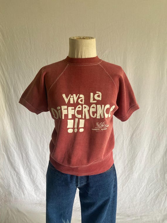 Vintage 50s Raglan Short Sleeve Sweatshirt Viva La Difference Flip