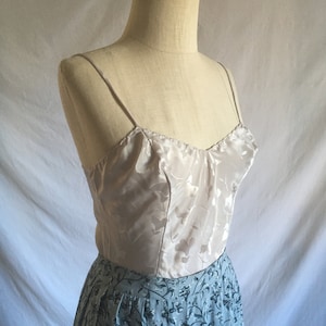 vintage 80s deena floral cami dusty scalloped spaghetti strap straight back camisole made in usa 1980s womens lingerie undershirt