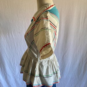 vintage 40s handmade blouse side zip peplum fiesta western rockabilly polka ric rac image 16