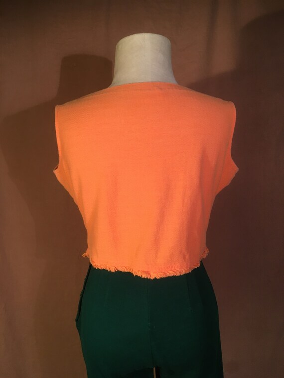 vintage 40s womens orange boat neck crop top pull… - image 6