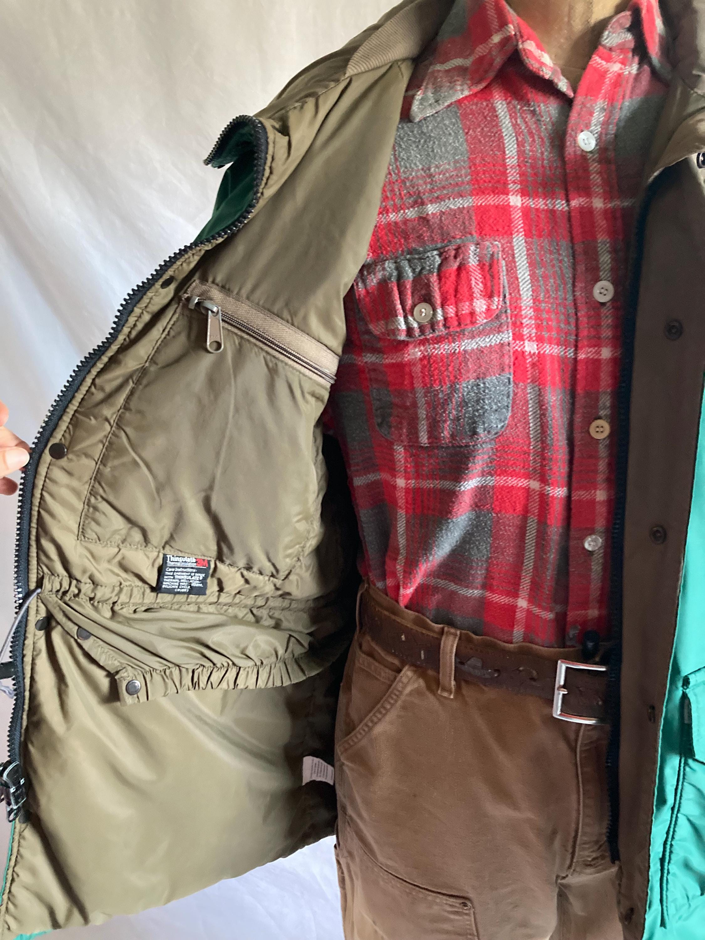 Vintage 90s LL Bean Maine Warden Parka Made in Usa Green Goretex
