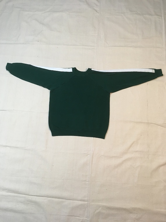 vintage 70s forest green white stripe raglan pullo