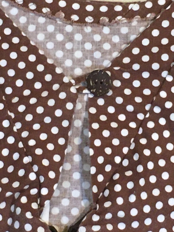 vintage 60s handmade brown polka dot zip back dre… - image 4