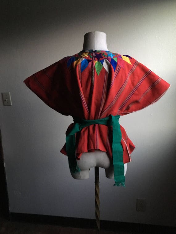 vintage handmade mexican red cotton colorful wove… - image 3