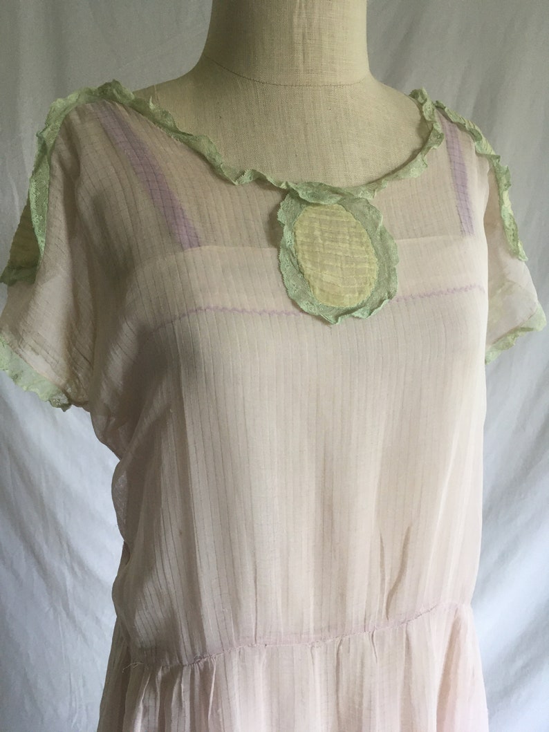 vintage 1920s drop waist purple sheer lawn dress handmade antique day dress flapper frock great gatsby art deco 20s fashion image 4
