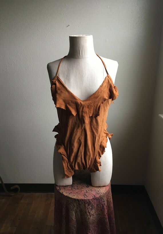 vintage milana italy made camel brown leather sued