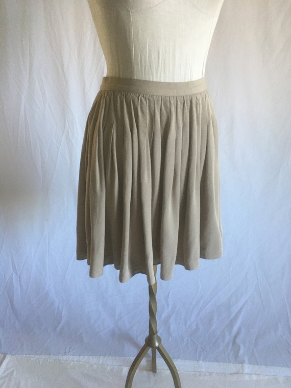 vintage 90s rayon khaki knife pleat mini skirt sid