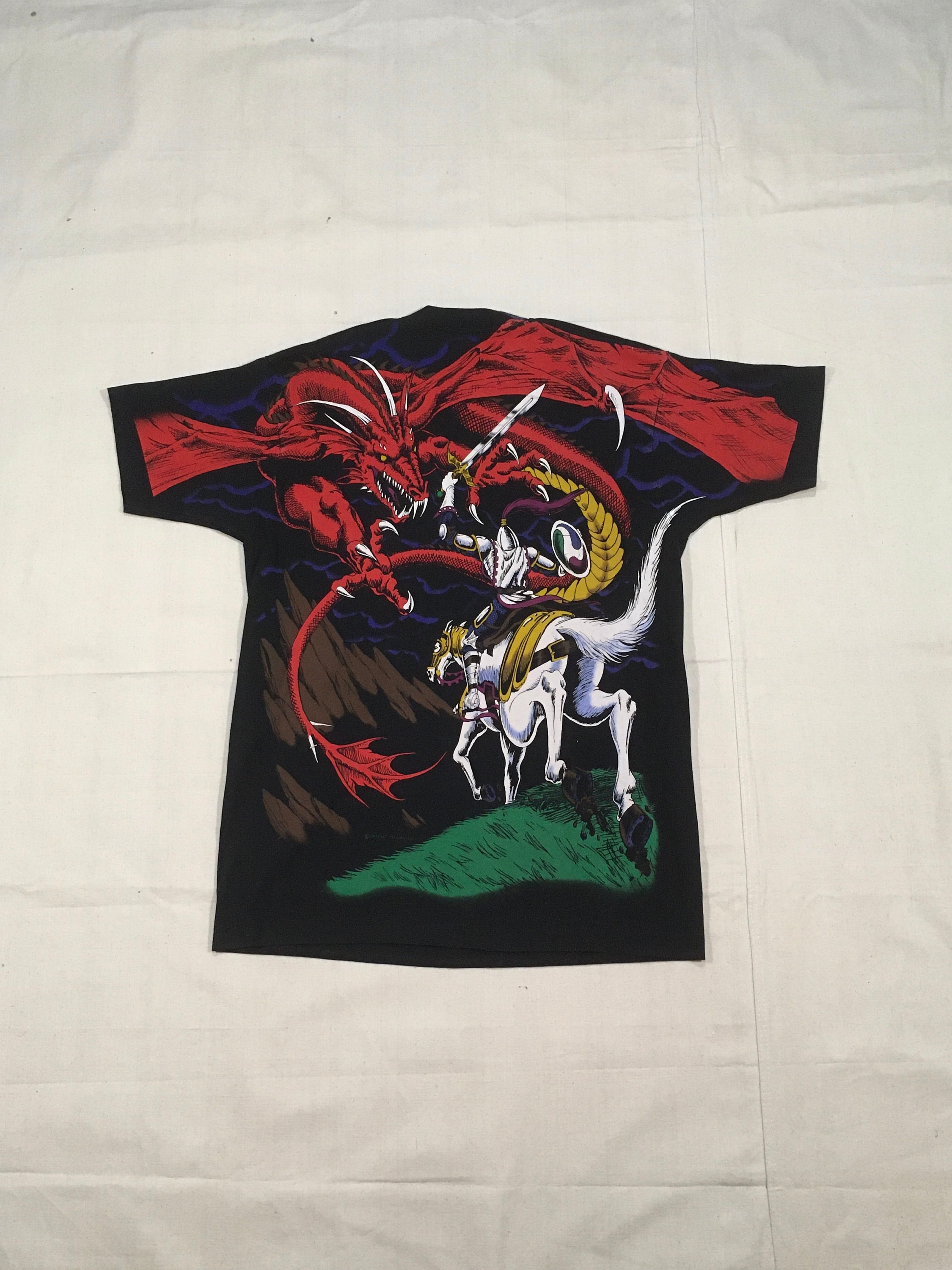 Vintage 90s 1993 Liquid Blue Dragon Slaying Knight Rider All Over 