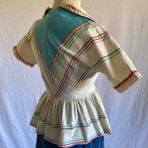 vintage 40s handmade blouse side zip peplum fiesta western rockabilly polka ric rac image 11