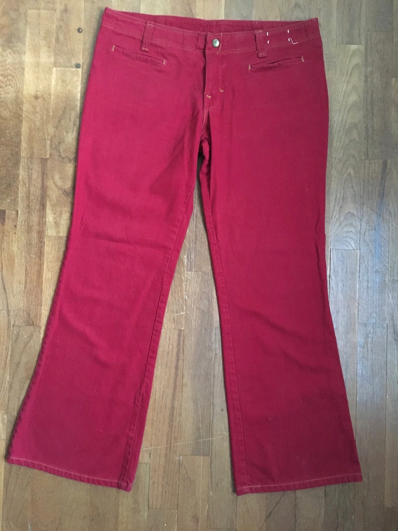 Vintage 70s Red Hip Hugger Wide Leg Jeans Made in Usa 34 X 28 - Etsy