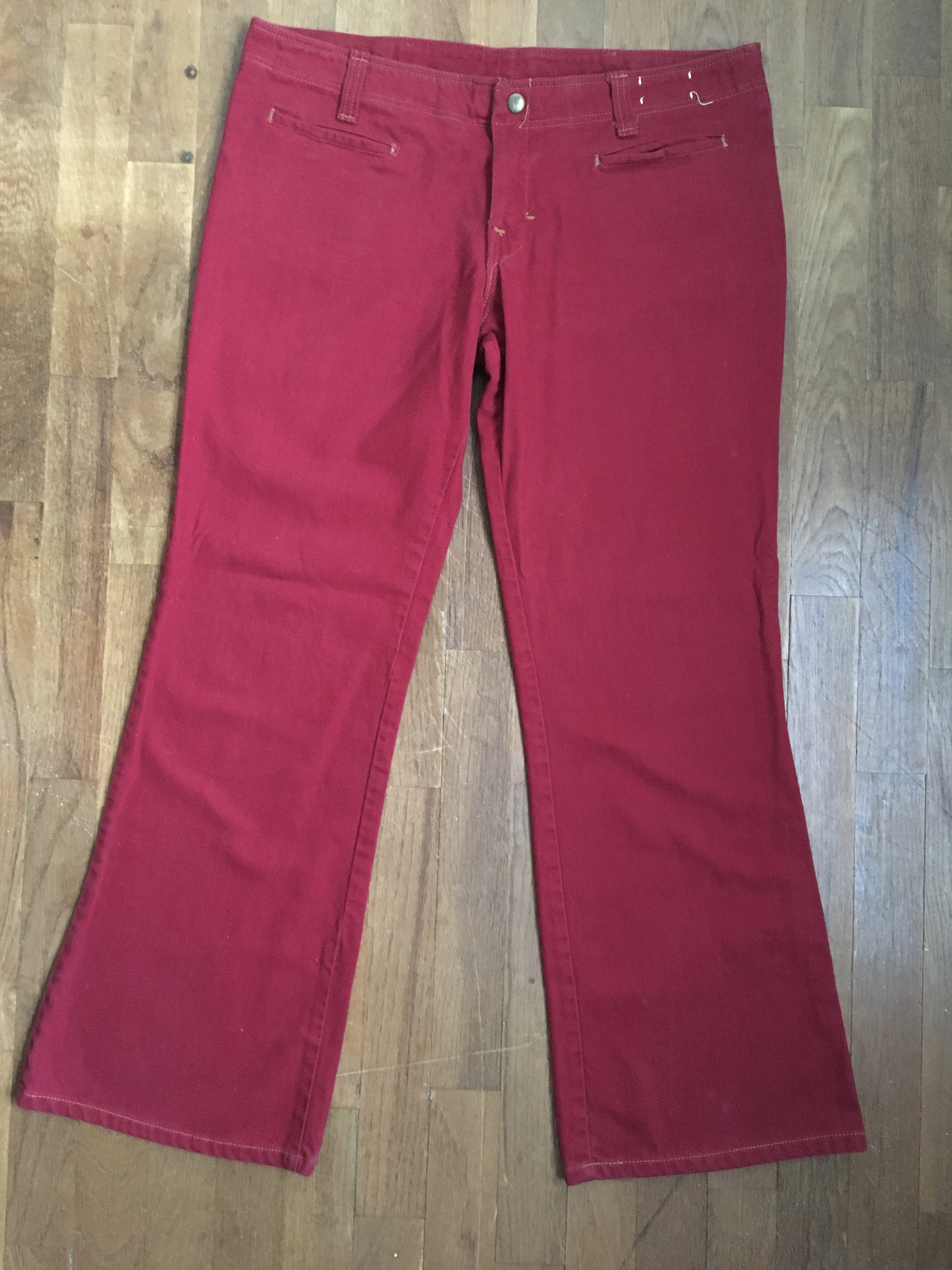 Vintage 70s red hip hugger wide leg jeans made in usa 34 x 28 | Etsy