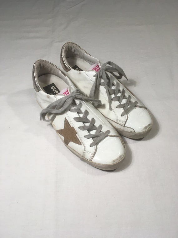 Vintage Golden Goose Super Star White Leather Low Top Lace  display picture 2