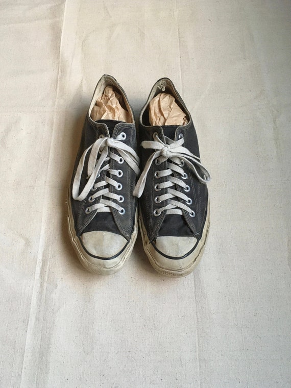 Vintage 70s Converse All Star Extra Stitching Black Heel Patch