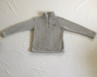 vintage womens patagonia los gatos 1/4 zip gray fleece medium pullover style 25235 hi pile