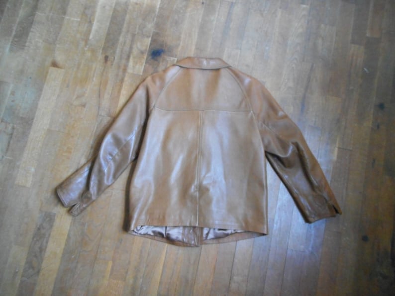 vintage 60s women/'s eros modell soft caramel brown leather double lapel bohemian troubadour vagabond raglan jacket