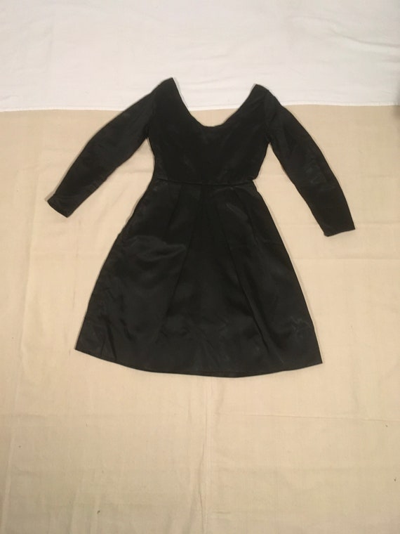 vintage 50s handmade ooak black satin side zip sl… - image 10