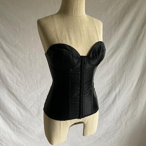 vintage jaren 90 herhalingen van hollywood zwart satijnen korset 36C stijl 1780 bustier jaren 90 lingerie gemaakt in Canada