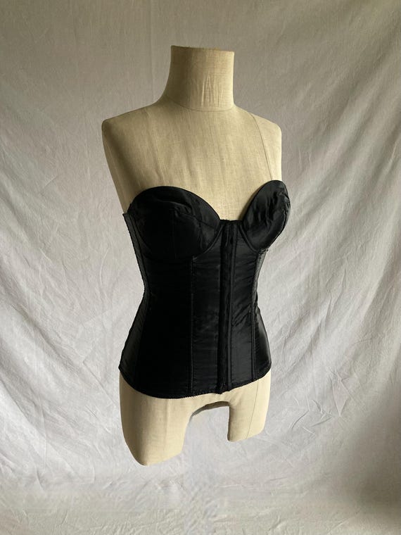 vintage 90s redericks of hollywood black satin corset 36C style 1780 bustier 1990s lingerie made in canada