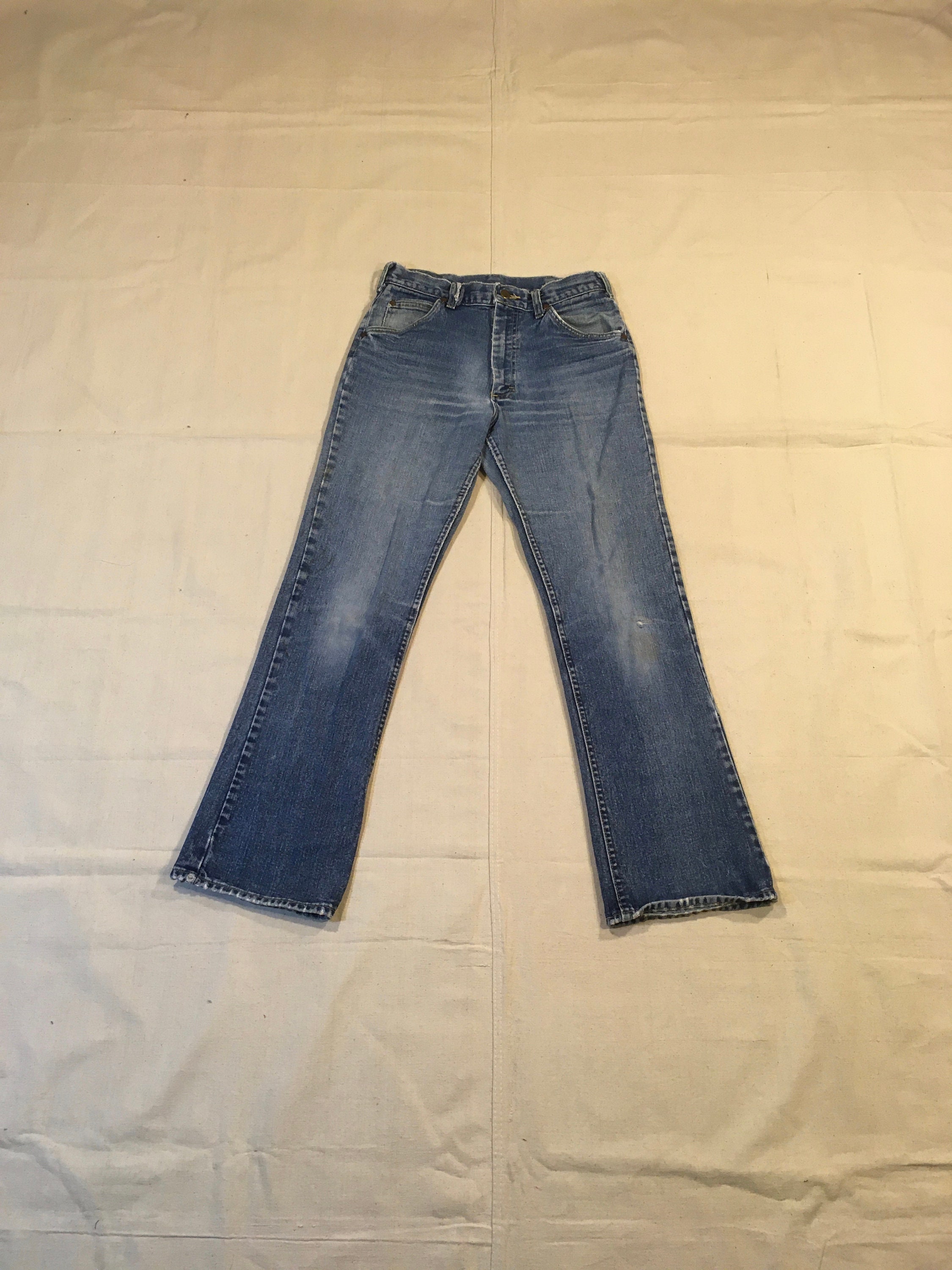 Vintage 70s Lee Riders Leather Patch Lee Rivets Blue Jeans Vintage 70s Lee Riders Leather Patch Lee Rivets Blue Jeans