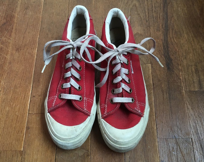 Vintage Vans Sneakers Made in Usa Red Canvas Chunky Low Top - Etsy
