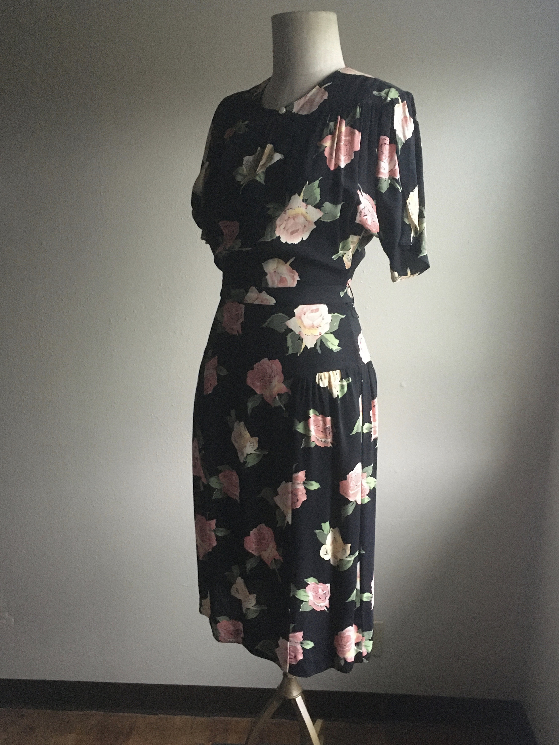 Vintage 70s young Edwardian by Arpeja floral 40s style dress | Etsy