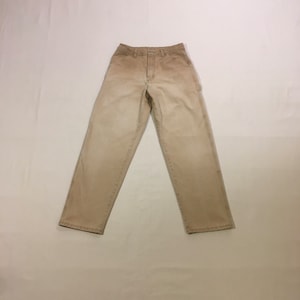 vintage 90s wrangler originals ombre patina fade straight leg cotton light weight wheat shade work pants 30 x 31