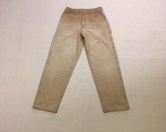 vintage 90s wrangler originals ombre patina fade straight leg cotton light weight wheat shade work pants 30 x 31