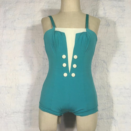 Vintage 40s Styled by Lee Swimplay Suits Zip Back Swimsuit - Etsy