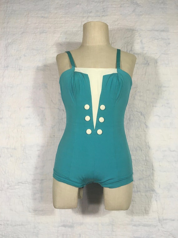 vintage 40s styled by Lee swimplay suits zip back… - image 1