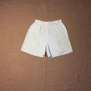 vintage 40s 1940s white cotton high waist zip back womens shorts 27 to 28