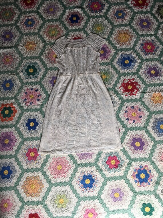 vintage 60s white cotton embroidered gauze dress m