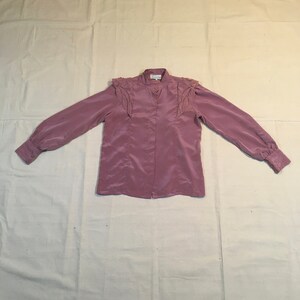 vintage 70s Bunratty Cottage Clare Ireland mauve purple button up embroidered shoulder wing blouse image 2