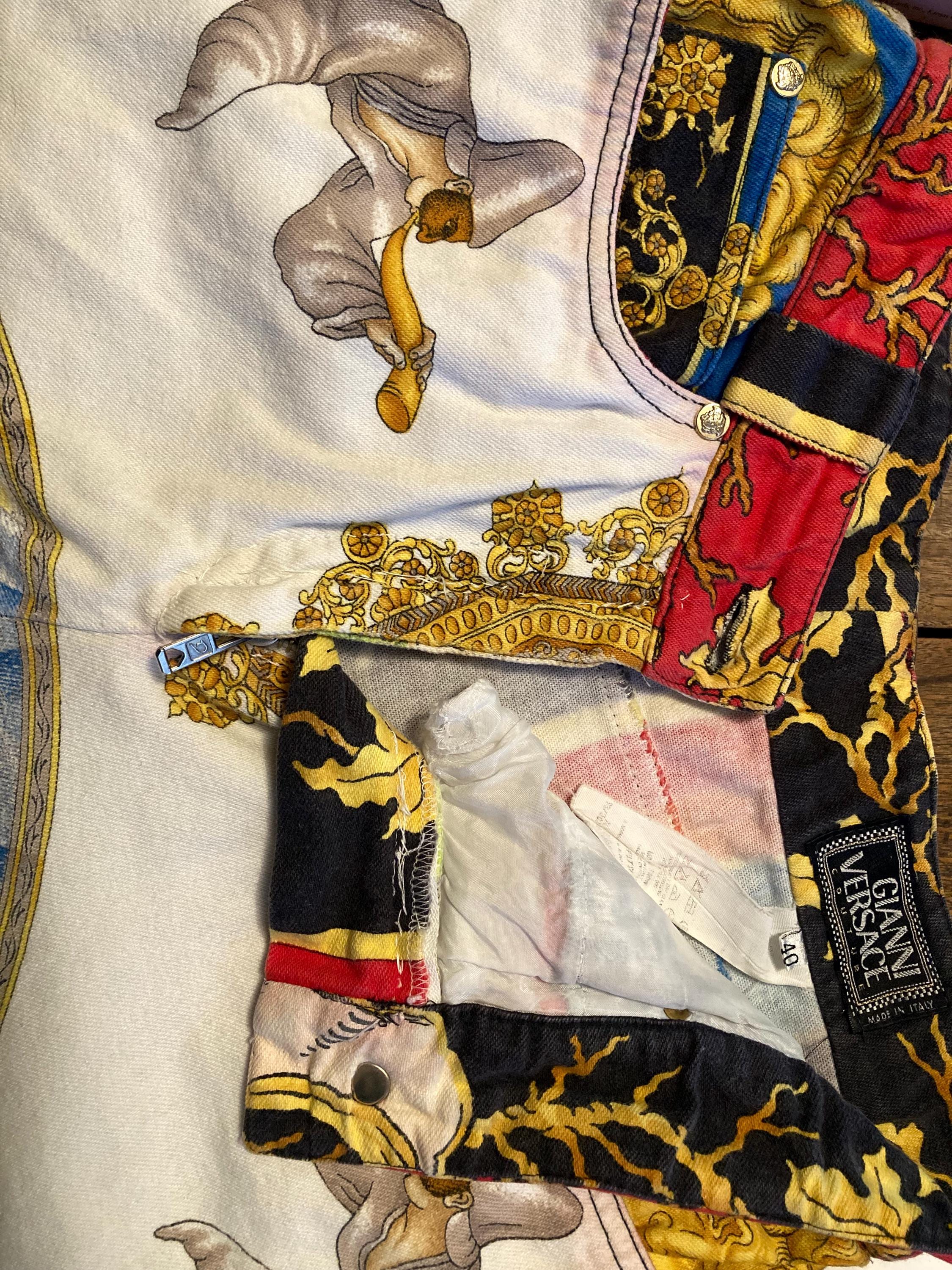 Vintage 90s Gianni Versace Couture Baroque Print Pants Made in