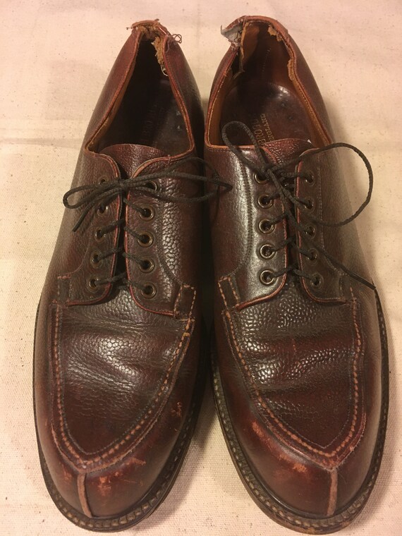 vintage 40s english brogue mens dark brown leathe… - image 4