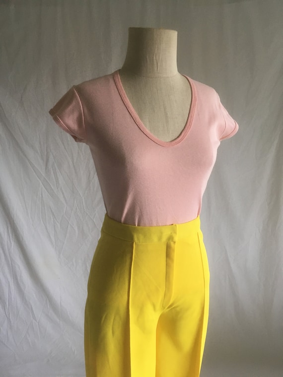 vintage 70s womens scoop neck t shirt cap sleeve … - image 1