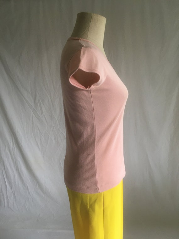 vintage 70s womens scoop neck t shirt cap sleeve … - image 8