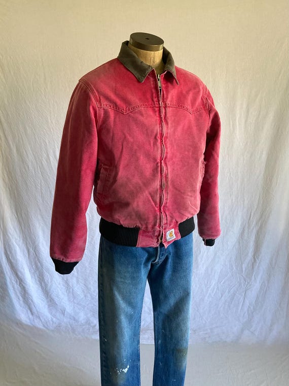 Vintage 90s Carhartt J14 Jacket Santa Fe Red Bomber Corduroy