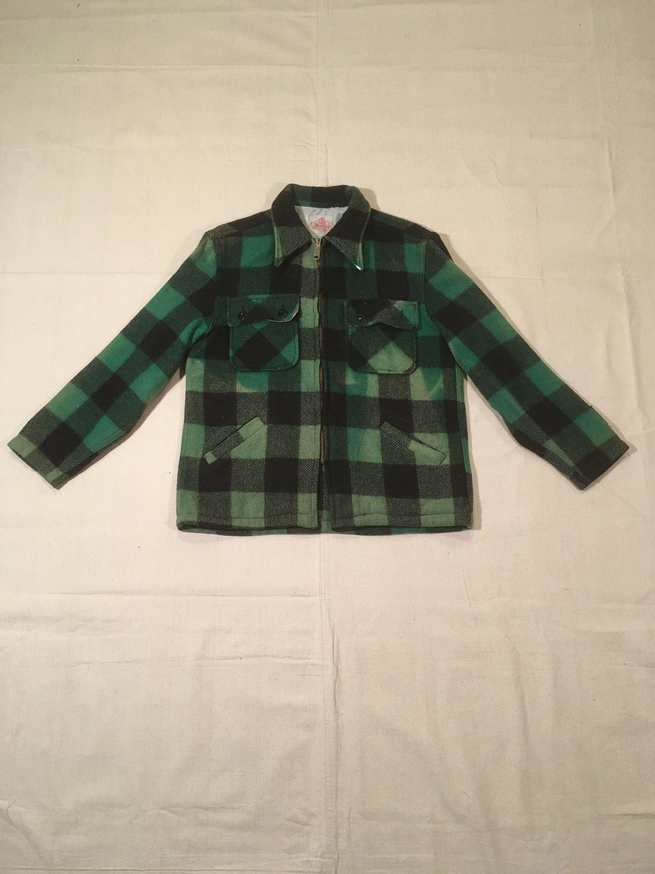 Zip Mackintosh 5 up Vintage Etsy Shadow Cruiser Wool Union 60s Green Brother - Jacket Made Plaid