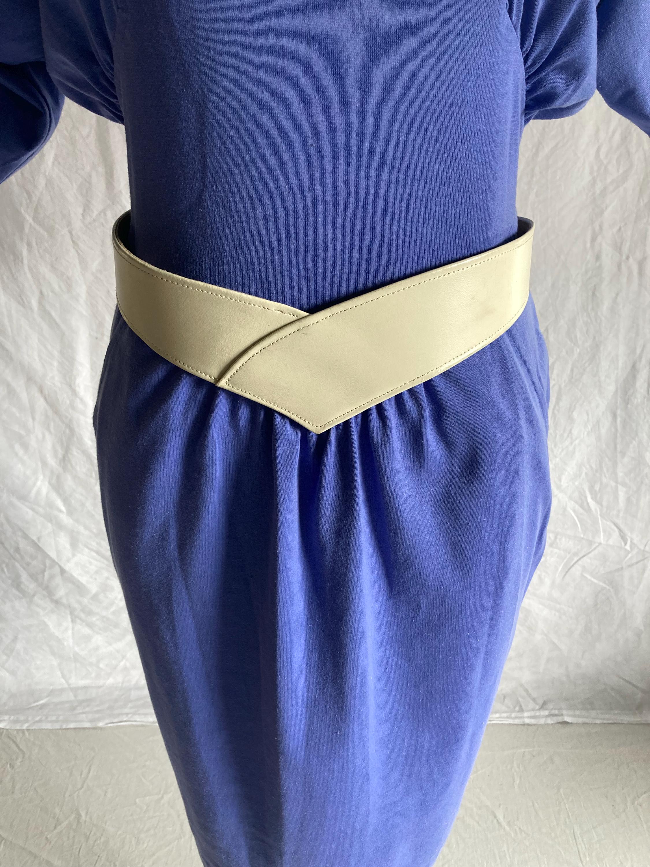 Vintage 80s Anne Klein for Oroton White Genuine Leather Belt  display picture 2