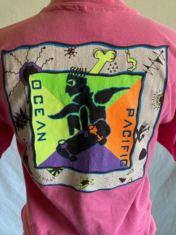 Vintage 90s Ocean Pacific Skate T Shirt Graffiti 1990 Made in Usa