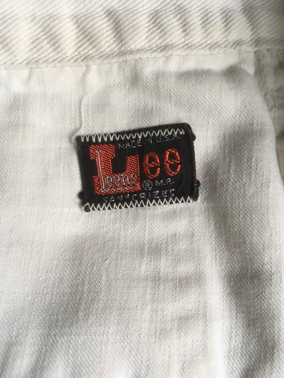 Vintage 60s Lee Leens White Jean Shorts Sanforized Denim Cut Offs