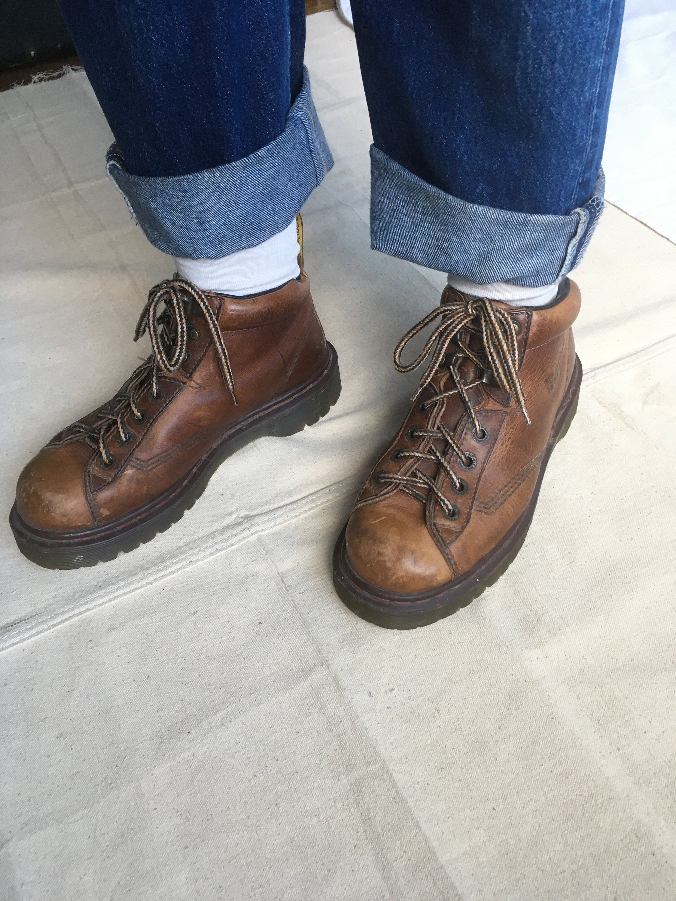 Zapatos Zapatos para hombre Botas Botas de trabajo y estilo militar Vintage Dr Martens Hombre US Size 10 8287 Air Wair Brown Leather Lace-Up Boots 