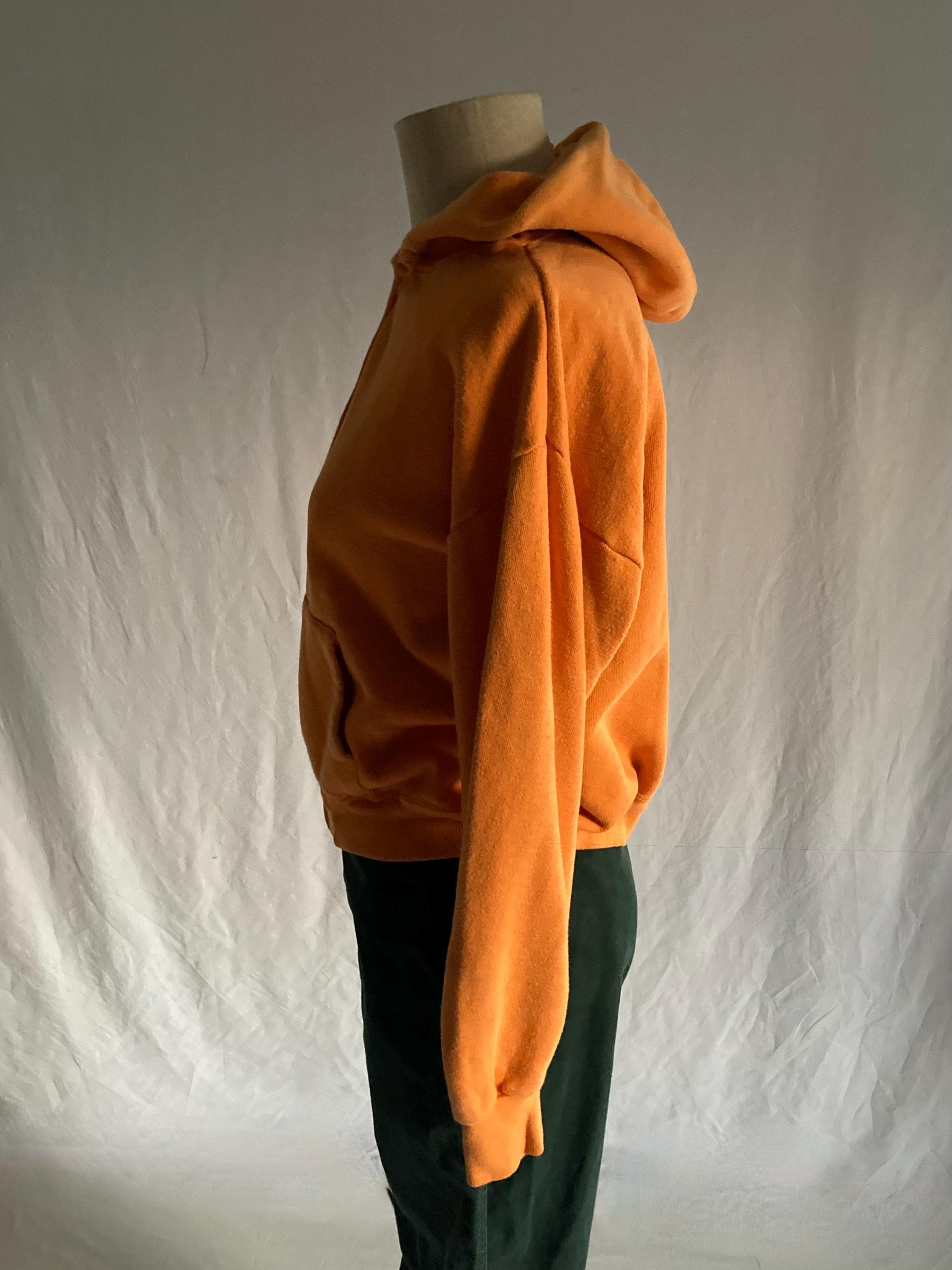 Vintage 50s 60s Hoodie Orange Zip up Sweatshirt Hooded 1950s 1960s