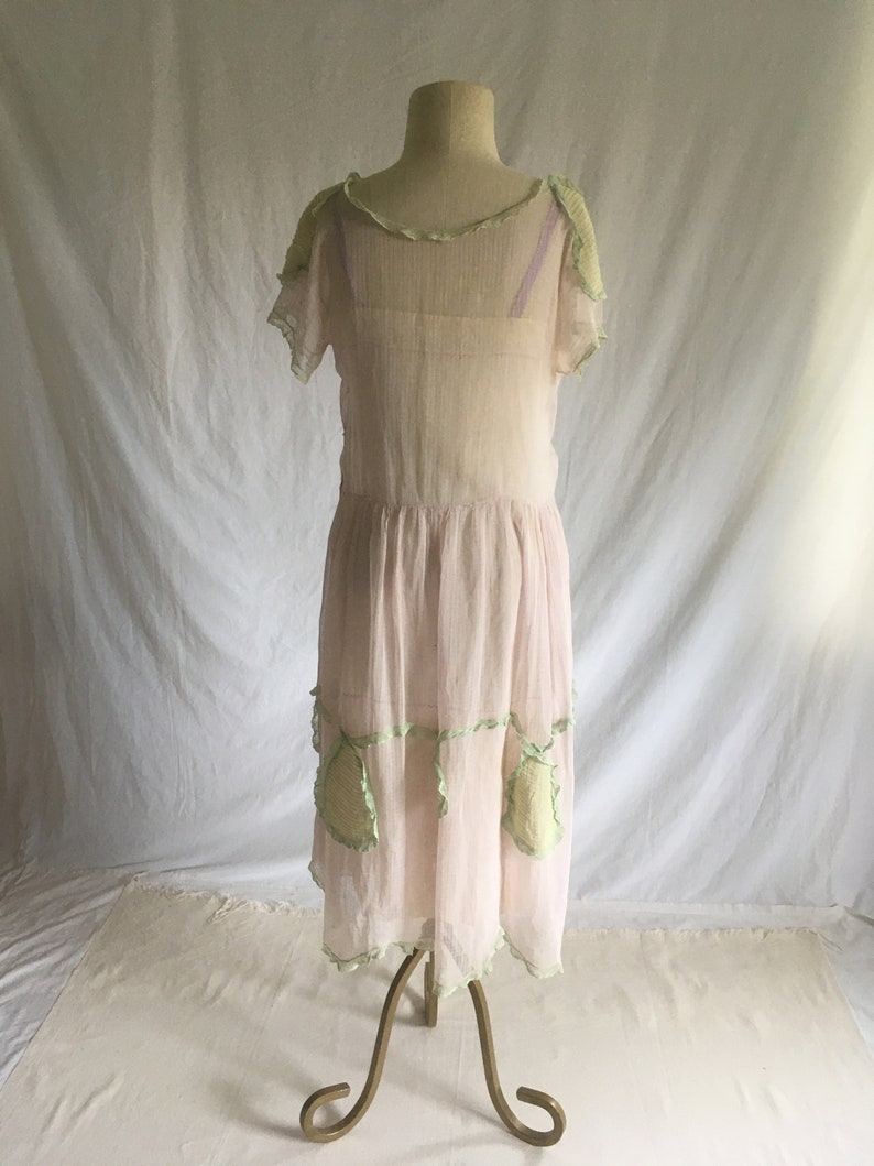 vintage 1920s drop waist purple sheer lawn dress handmade antique day dress flapper frock great gatsby art deco 20s fashion image 5