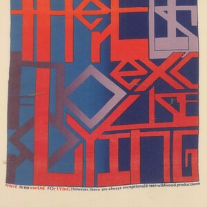 vintage jaren 80, er is geen excuus om te liegen 1984 Wildwood Productions T-shirt met lange mouwen, gemaakt in de VS afbeelding 3