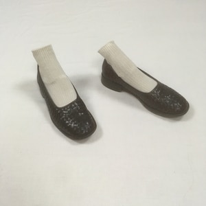 vintage 90s nickels soft brown woven leather loafers loafers size 8 1/2 N 1990s preppy style footwear
