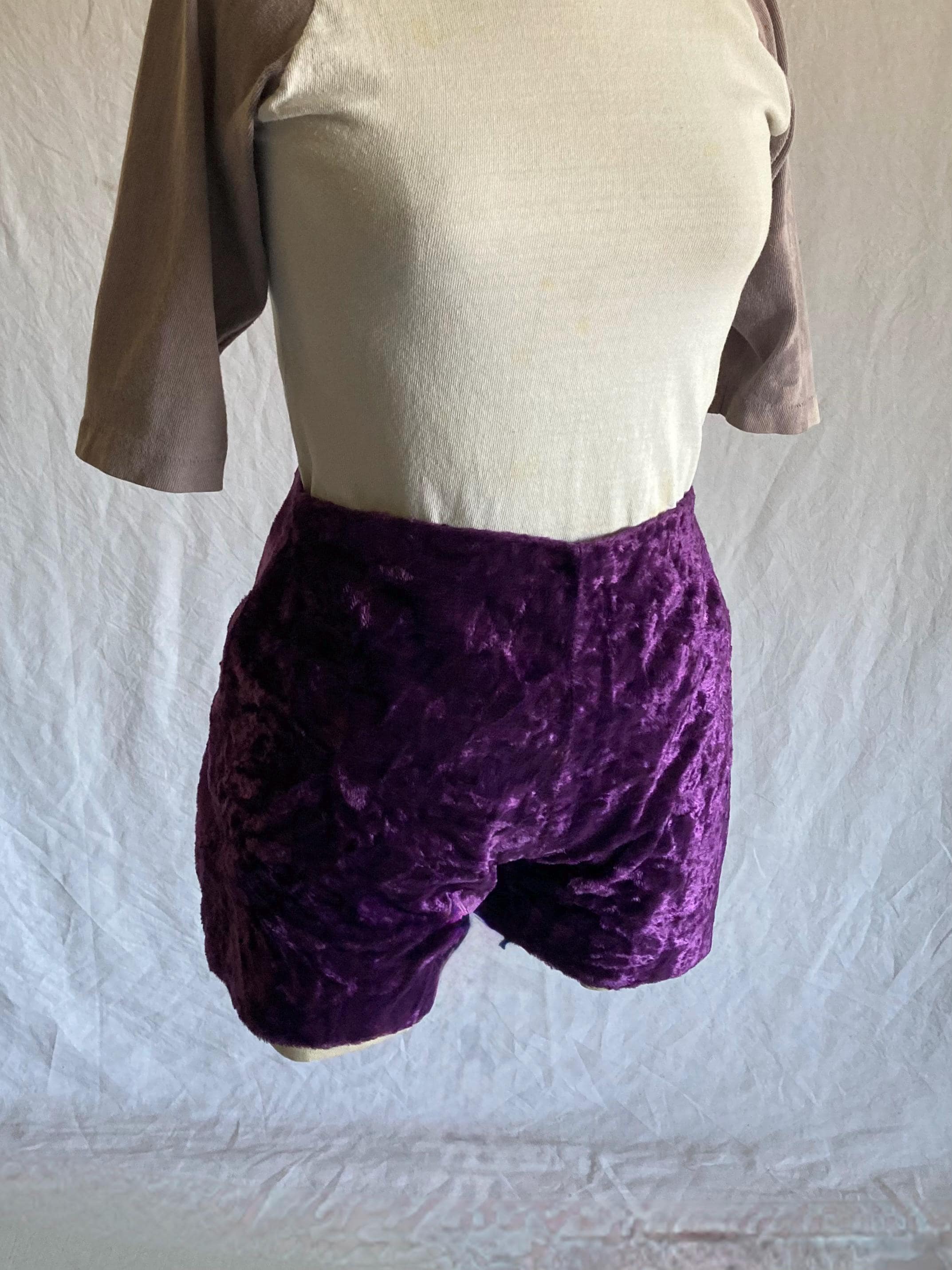 Vintage 60s Handmade Ooak Zip Back Purple Crushed Velvet Gogo