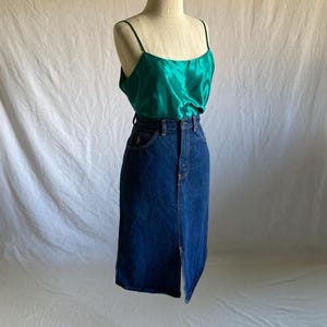 vintage 80s hunt club jc penney dark wash denim blue jean skirt 26 made in usa 1980s style